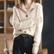Women's Soft Knit High Neck Cardigan with Statement Buttons