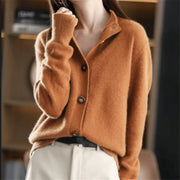 Women's Soft Knit High Neck Cardigan with Statement Buttons