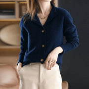Women's Soft Knit High Neck Cardigan with Statement Buttons