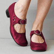 Women's Soft Mary Jane Shoes with Ankle Strap and Round Buckle