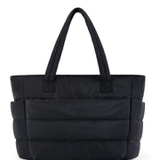 Quilted Tote Bag with Zip Closure and Inner Pockets for Women