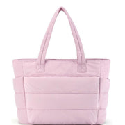 Quilted Tote Bag with Zip Closure and Inner Pockets for Women