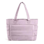 Quilted Tote Bag with Zip Closure and Inner Pockets for Women