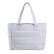 Quilted Tote Bag with Zip Closure and Inner Pockets for Women