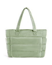 Quilted Tote Bag with Zip Closure and Inner Pockets for Women