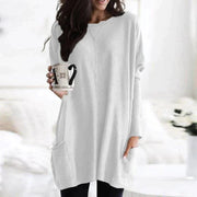 Oversized Knit Sweater with Round Neckline and Long Sleeves for Women