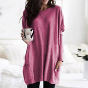 Oversized Knit Sweater with Round Neckline and Long Sleeves for Women