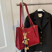 Lightweight Tote Bag with Detachable Charm and Inner Pockets for Women