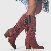 Women's Structured Suede Cowboy Boot for Orthopedic Support and Style