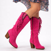 Women's Structured Suede Cowboy Boot for Orthopedic Support and Style