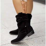 Suede Ankle Boot with Zip Closure and Cushioned Support for Women