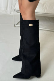 Women's Timeless Suede Knee-High Laarzen with Pointed Toe