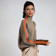 Women's Turtleneck Stripe Sweatshirt with Soft Fabric for Casual Wear