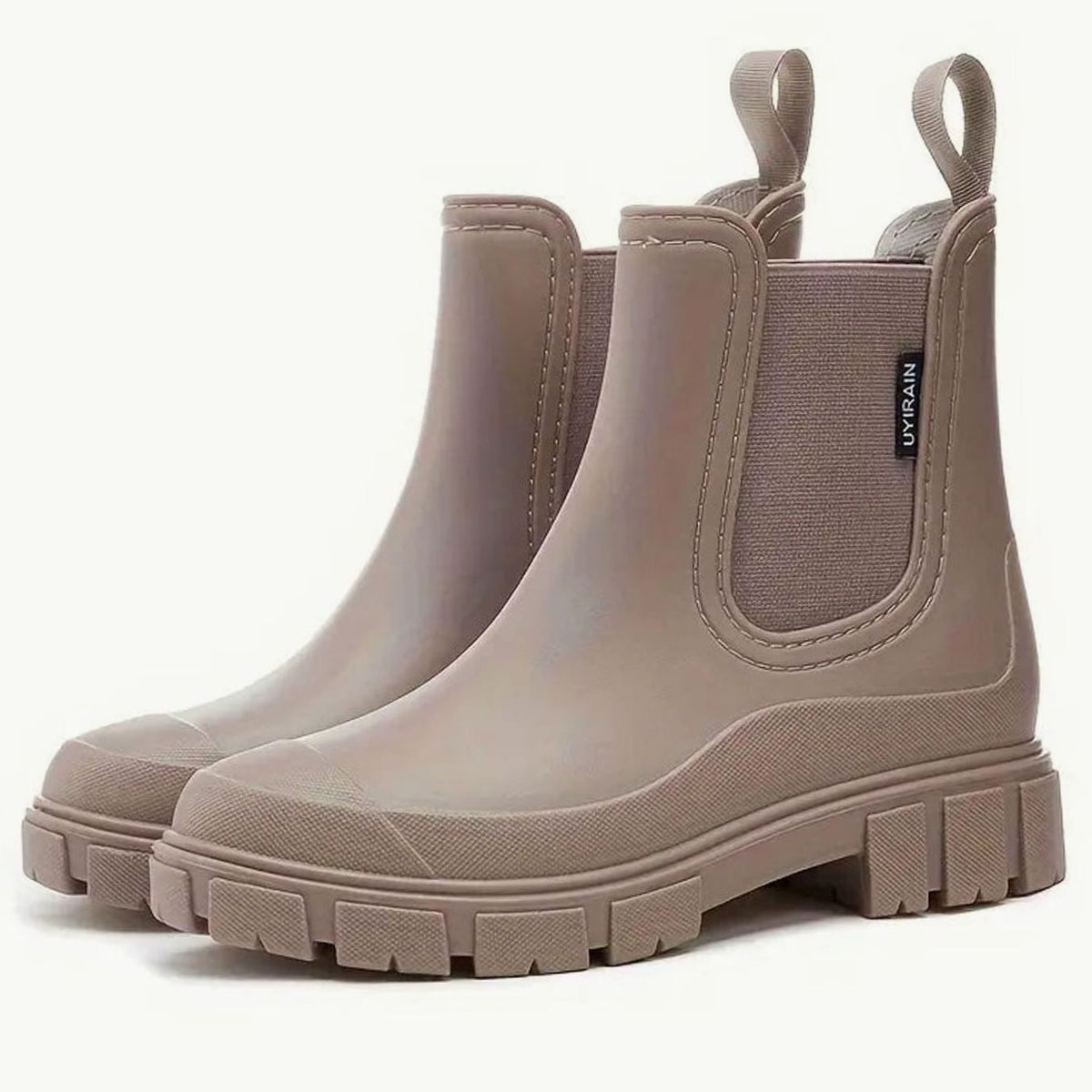 Women's Waterproof Chelsea Boots with Elastic Panels and Lug Sole