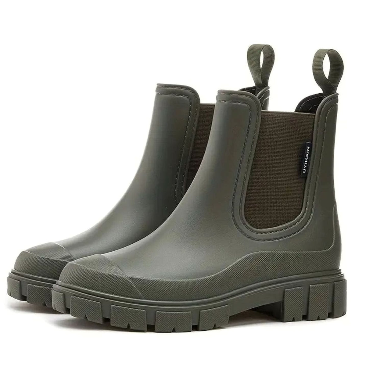 Women's Waterproof Chelsea Boots with Elastic Panels and Lug Sole