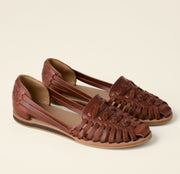 Women's Woven Leather Huarache Flats with Closed Toe and Contoured Insole